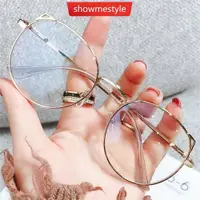 在飛比找蝦皮購物優惠-Sms 可愛防藍光眼鏡金屬框架平光眼鏡時尚舒適透明眼鏡女 A