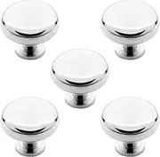 [Luomorgo] 5 Pack Polished Chrome Cabinet Knobs Round Kitchen Cabinet Door Knobs Drawer Knobs Round Drawer Handles for Bathroom Closet Dresser
