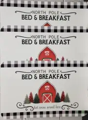 Set of 3 Same Plastic Placemats,12"x16",CHRISTMAS NORTH POLE,BED & BREAKFAST, GR