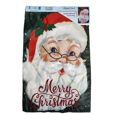 Merry Christmas Santa 18 inch Dimensional Embroidered Double Sided Yard Flag