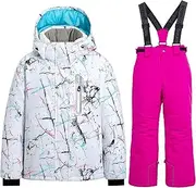 [HOTIAN] Girls Windproof Snow Jacket Insulated Ski Jacket + Pants Snowsuit (US 4 - US 16)