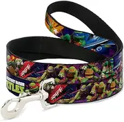Dog Leash Teenage Mutant Ninja Turtles Logo2 Group Pose Multi Color 6 Feet Long 0.5 Inch Wide