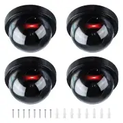4 Pcs Fake Security Camera Dummy Dome Cameras with Red Light & Screw, Black