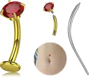 [LAURITAMI] Floating Titanium Belly Button Rings ASTM F136 Titanium Belly Button Ring 14G Rainbow Belly Piercings for Women With 1PC Curved Piercing Taper