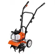 VEVOR Tiller Cultivator Gas Powered, 43CC 2-Stroke Garden Cultivator, Tiller with 4 Steel Adjustable Front Tines for Lawn, Garden and Field Soil Culti
