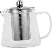 MOLUCKFU Clear Thick Glass Teapot Heat Resistant Kettle for Hot Cold Beverages Household Brewing Pot Elegant Design for Home Tearoom Use
