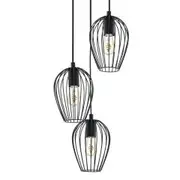 Eglo Newtown Vintage 3 Light Round Plate Wire Cage Pendant Light