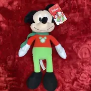Disney Mickey Mouse Plush Christmas Scarf & Snowflakes Shirt 14”
