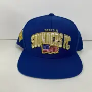 Seattle Sounders FC Hat Mens Snapback MLS Soccer Mitchell & Ness Blue Cap Gold