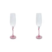 2x LVD Stemmed Clear 25cm Champagne Glass White Wine Glassware Pretty In Pink