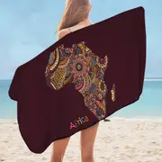 Mandala Africa Map Microfiber Beach Towel