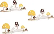 [SHERCHPRY] 3pcs Handmade Metal Mushroom Brooch Pins Stylish Corsage Pins Fashionable Stick Elegant Accessories for Banquets