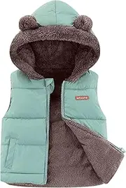 [Maeau] Children's Unisex Down Vest Boys Girls Thermal Vest Winter Lining Puffer Vest Padded Hooded Vest with Pockets 2-7 Years