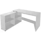 Corner L-Shape Desk Computer Work Study Craft Wooden Storage Shelf Table White