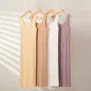 Lady Vest Skirt Sleeveless Long Dress Anti-Static U-neck Summer Solid Color <