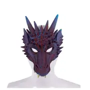 2Pcs Halloween Carnival Party PU Foam 3D Animal Dragon Mask Blue purple dragon mask