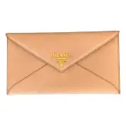 Prada Beige Vitello Grain Leather Long Envelope Wallet NWT