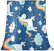Throw Blanket for Couch,Soft Blanket & Throws,Cloud and Rainbow Unicorn,59x78.7 in