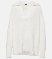 [Joseph] Joseph Textured cotton-blend polo sweater AU 6 white