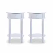 Franco Set of 2 White Round Coffee Side Tables