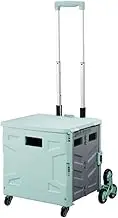 ANTNX Heavy Duty Crate Handcart Telescopic Handle, with 4 360° Rotating Wheels, Easy to Carry, Suitable for Shopping, Outdoor Travel, Capacity 55l (Green Ladder Wheel) (55 L Green)