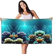 HTTUP Underwater Scenery Print Quick Dry Beach Towel Lightweight Oversized for Adults for Travel and Pool Towels