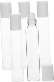 LOLIPPYY 5Pcs Essential Oil Roller Bottles Frosted Glass Design Leakproof Portable Containers for Travel Perfume Aromatherapy Easy to Fill and Disassemble