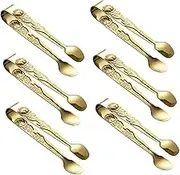 SOLUSTRE 6pcs Mini Tongs with Design Small Serving Tongs for Ice Desserts Appetizers for Tea Parties Buffets and Gatherings Kitchen Utensils