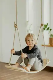 Kids indoor outdoor wood Swing and Balance board combo-Hand Crafted Birch wood