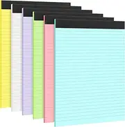 Aeaocvo 6 Pack Colored Legal Pads 8.5 X 11'' Paper Wide Ruled College Ruled Notepad, A4 Size 240 Count Legal Notepads Paper Lined Note Pads for Office, School, College, 40 Sheets/Pad