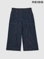 Reiss Indigo Ashby 13-14 yrs Cotton-Linen Wide Leg Trousers (F18244) | $110