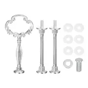 1 Set Cake Tray Stand Handles Plate Hardware Fitting, 3-Tiers Flower Silver