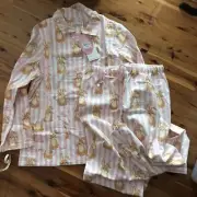 PETER ALEXANDER Pink Bunny Print Ladies Cotton Flanelette Pyjama Set Size L BNWT