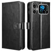 For Cubot A20 Case Crazy Horse Texture PU Leather Phone Wallet Cover - Black