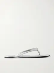 [ST. AGNI] ST. AGNI - Sumi Padded Metallic Leather Flip Flops - Silver - IT37 IT 37 Silver