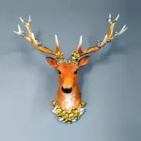 在飛比找蝦皮購物優惠-歐式福鹿招財玄關墻面裝飾壁掛客廳動物鹿頭創意墻上掛件立體墻飾