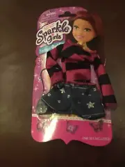 FUNVILLE SPARKLE GIRLZ FASHION OUTFIT 12" DOLL CLOTHES Top & Jeans Shorts W/Bag