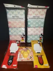 Disney X Daiso 5pc Lot Mickey Mouse Rice Paddles Rice Ball Mold & Netted Sponges