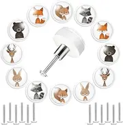 12 Pieces Woodland Animal Dresser Knobs Soft Rubber Kitchen Cabinet Knobs Safari Animal Print Dresser Knobs Drawer Pull Handle Knobs for Kids Home Nursery Dresser Drawer Furniture Cupboard