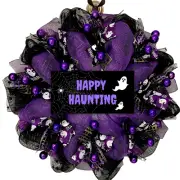 Happy Haunting Deco Mesh Halloween Wreath