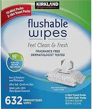 Kirkland Signature Moist Flushable Enhanced Cleansing & Freshness Ultra Soft Hypoallergenic Plant-Based Wipes - 640 Count
