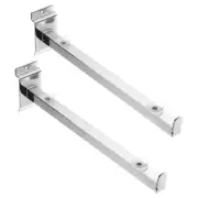 2 Pack Slat Wall Shelf Bracket, 12 Inch Heavy Duty Display Hooks, Silver
