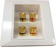 Audio Panel 4 Port, Speaker Jack Plate, 4 Port Home Audio Accessories Home Theater Wall Plate with Banana Binding Posts for Audio Wall Plates for Speaker Wire