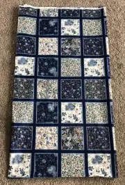 Cheater Fabric & Patchwork Quilt Top Blue Floral Blocks 3.5 Yds 62 Inches Wide