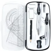 Geometry Set, 10 Pcs Math Protractor Compasses Kit with Ruler, 10 Pcs (Black)