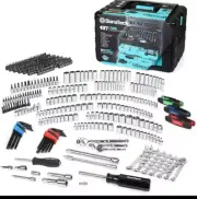 DURATECH 497 PC Mechanics Tool Set w/SAE/Metric Sockets w/3 Drawer Tool Box