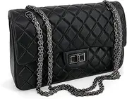 [M-ioi-M] Quilted Leather Crossbody Bags for Women,Soft Lambskin Adjustable Double Chain Strap Shoulder Bag,Designer Flap Purse