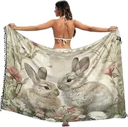 [RPLIFE] Spring Bunnies Easter Rabbit Swimsuit Sarong Cover Up, Tassel Skirt Cover up for Summer Beach/pool, Large, Spring Bunnies Easter Rabbit, Medium