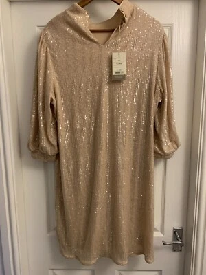 Monsoon Adara Sequin Short Dress Pink RRP £90 - Size XL