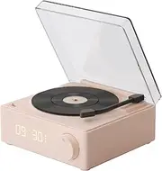 Record Player, 3 Modes Record Player with Bluetooth Speaker, Portable 360 Degree Surround Sound Player, Wireless Turntable Speaker Alarm Clock (Pin)